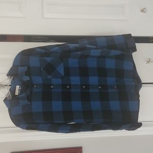 Men's Blue and Black Buffalo Plaid Flannel Shirt